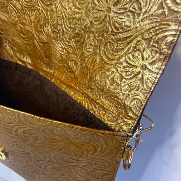 Elegant Brown and Gold Clutch / Hand-tooled / Cowhide 🐄 (B) - Picture 4 of 9
